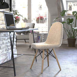 English Elm Zula Cozy Armless Faux Shearling Accent Chair with Beechwood Legs - Modern Comfort for Any Room DL-10-W-GG