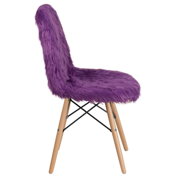 English Elm Calvin Retro Purple Accent Chair - Cozy Shaggy Faux Fur Upholstery for Stylish Comfort Anywhere DL-15-GG