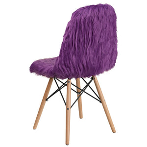 English Elm Calvin Retro Purple Accent Chair - Cozy Shaggy Faux Fur Upholstery for Stylish Comfort Anywhere DL-15-GG