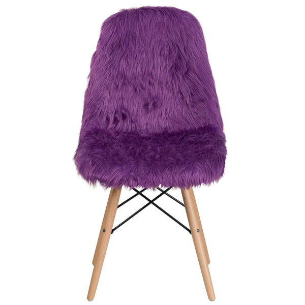 English Elm Calvin Retro Purple Accent Chair - Cozy Shaggy Faux Fur Upholstery for Stylish Comfort Anywhere DL-15-GG