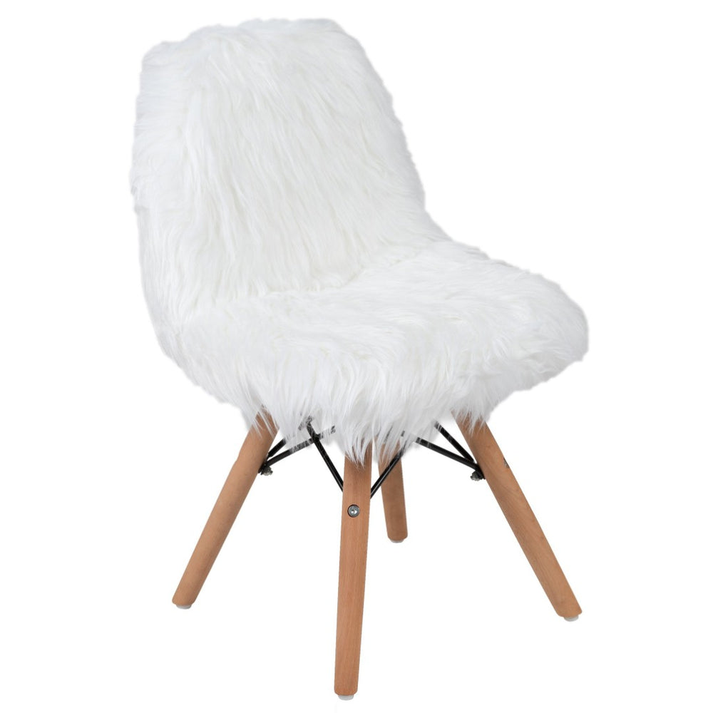 English Elm Cody Shaggy Faux Fur White Accent Chair - Cozy Kids Chair for Playrooms, Reading & Fun Activities DL-DA2018-1-W-GG