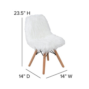 English Elm Cody Shaggy Faux Fur White Accent Chair - Cozy Kids Chair for Playrooms, Reading & Fun Activities DL-DA2018-1-W-GG
