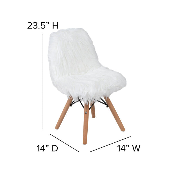 English Elm Cody Shaggy Faux Fur White Accent Chair - Cozy Kids Chair for Playrooms, Reading & Fun Activities DL-DA2018-1-W-GG