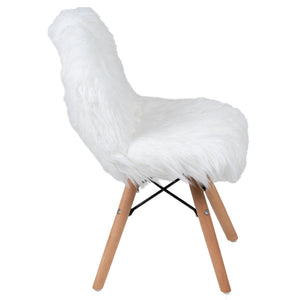English Elm Cody Shaggy Faux Fur White Accent Chair - Cozy Kids Chair for Playrooms, Reading & Fun Activities DL-DA2018-1-W-GG