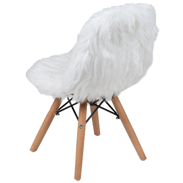 English Elm Cody Shaggy Faux Fur White Accent Chair - Cozy Kids Chair for Playrooms, Reading & Fun Activities DL-DA2018-1-W-GG