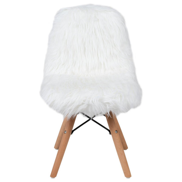 English Elm Cody Shaggy Faux Fur White Accent Chair - Cozy Kids Chair for Playrooms, Reading & Fun Activities DL-DA2018-1-W-GG