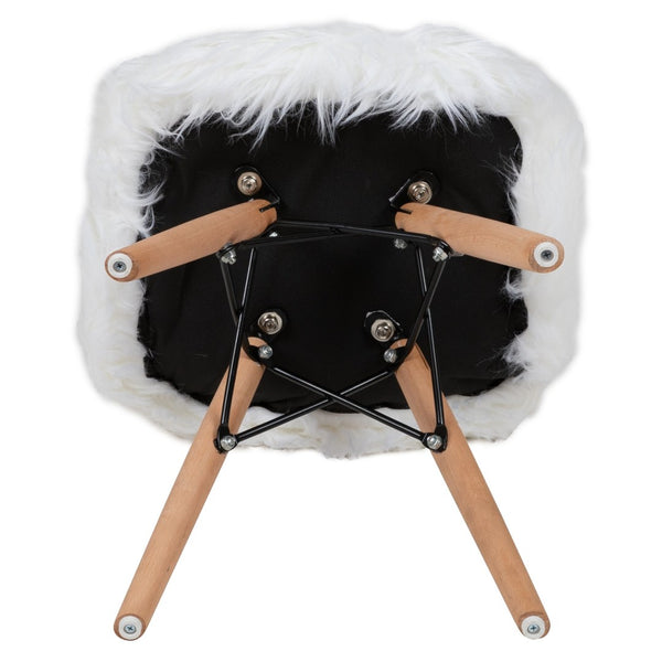 English Elm Cody Shaggy Faux Fur White Accent Chair - Cozy Kids Chair for Playrooms, Reading & Fun Activities DL-DA2018-1-W-GG
