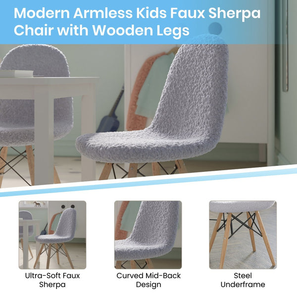 English Elm Zula Kid's Cozy Modern Padded Armless Accent Chair with Beechwood Legs for Playroom or Bedroom Gray DL-DA2018-2-GY-GG