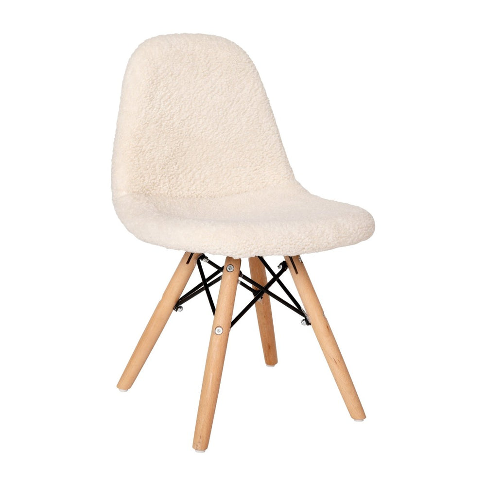 English Elm Zula Kid's Cozy Modern Padded Armless Accent Chair with Beechwood Legs for Playroom or Bedroom Off-White DL-DA2018-2-W-GG
