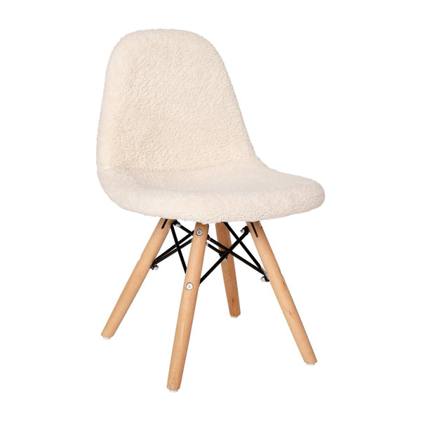 English Elm Zula Kid's Cozy Modern Padded Armless Accent Chair with Beechwood Legs for Playroom or Bedroom Off-White DL-DA2018-2-W-GG