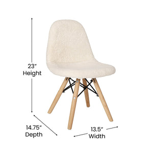 English Elm Zula Kid's Cozy Modern Padded Armless Accent Chair with Beechwood Legs for Playroom or Bedroom Off-White DL-DA2018-2-W-GG