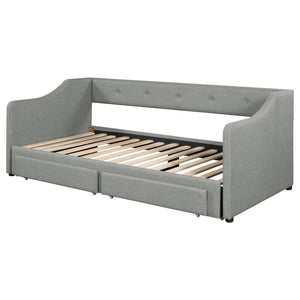 English Elm Twin Xl to King Convertible Daybed with Button Tufted Linen Upholstery and Storage DL002056AAD