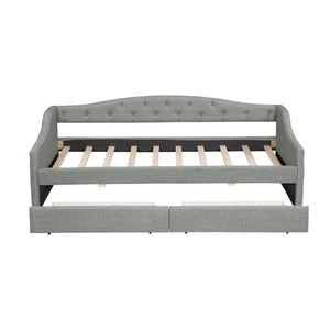 English Elm Upholstered Twin Xl Linen Daybed with Led Lighting and Dual Storage Drawers DL002060AAD