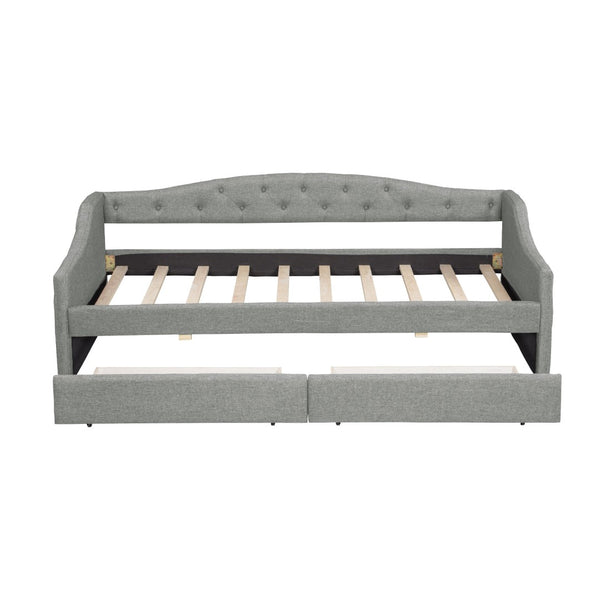 English Elm Upholstered Twin Xl Linen Daybed with Led Lighting and Dual Storage Drawers DL002060AAD