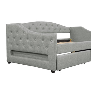 English Elm Upholstered Twin Xl Linen Daybed with Led Lighting and Dual Storage Drawers DL002060AAD