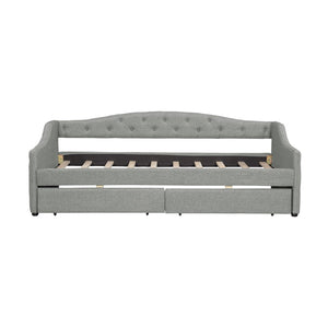 English Elm Upholstered Twin Xl Linen Daybed with Led Lighting and Dual Storage Drawers DL002060AAD