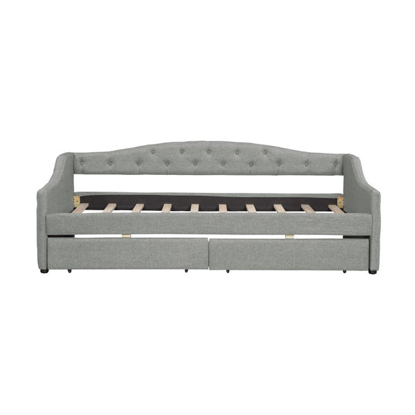 English Elm Upholstered Twin Xl Linen Daybed with Led Lighting and Dual Storage Drawers DL002060AAD