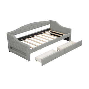 English Elm Upholstered Twin Xl Linen Daybed with Led Lighting and Dual Storage Drawers DL002060AAD