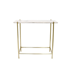 Pasargad Home Vasto Marble Console Table With Brushed Gold Stainless Steel Legs - Unique Design Accent White Stainless Steel Psaf-143