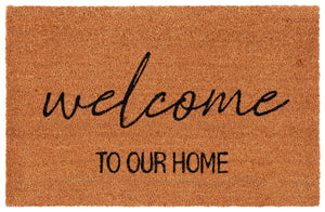 Safavieh Holiday Hand Loomed Accent Rug - "Welcome To Our Home" 1'11"X3'0" Durable Coir Mat For Entryway Decor Natural 60% Coir,40% Pvc Dmts223b-2