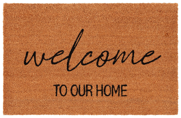 Safavieh Holiday Hand Loomed Accent Rug - "Welcome To Our Home" 1'11"X3'0" Durable Coir Mat For Entryway Decor Natural 60% Coir,40% Pvc Dmts223b-2