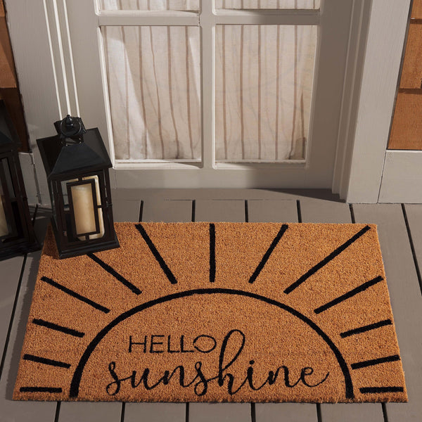 Safavieh Holiday Coir Mat "Hello Sunshine" - Artisan-crafted, Durable Entryway Rug For Indoor/Outdoor Use Natural 60% Coir,40% Pvc Dmts224b-2