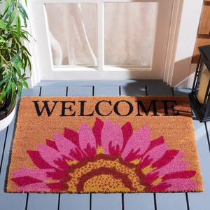 Safavieh Welcome Hand-tufted Coir Accent Rug With Floral Design - Durable Natural Entryway Mat For Home Decor Natural 60% Coir,40% Pvc Dmts238b-2
