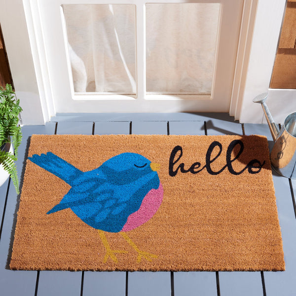 Safavieh Hello Bird Coir Mats 239b Natural Accent Rug – Hand-tufted Eco-friendly Welcome Mat For Any Space Natural 60% Coir,40% Pvc Dmts239b-2
