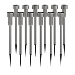 English Elm Hartford 12 Pack LED Solar Lights – Weather-Resistant Outdoor Stake Lights for Pathways & Gardens Stainless Steel DN-SL104-12-SS-GG