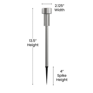 English Elm Hartford 12 Pack LED Solar Lights – Weather-Resistant Outdoor Stake Lights for Pathways & Gardens Stainless Steel DN-SL104-12-SS-GG