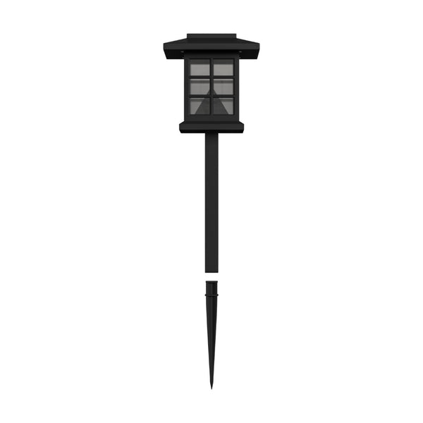 English Elm Halsey 8 Pack Lantern-Style Solar Lights for Outdoor Pathways, Gardens, and Yards - Weather Resistant Illumination Black DN-SL106-8-BK-GG