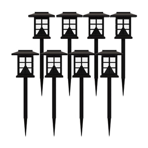 English Elm Halsey 8 Pack Lantern-Style Solar Lights for Outdoor Pathways, Gardens, and Yards - Weather Resistant Illumination Brown DN-SL106-8-BR-GG