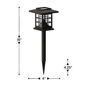 English Elm Halsey 8 Pack Lantern-Style Solar Lights for Outdoor Pathways, Gardens, and Yards - Weather Resistant Illumination Brown DN-SL106-8-BR-GG