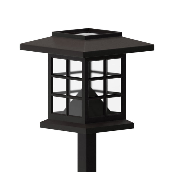 English Elm Halsey 8 Pack Lantern-Style Solar Lights for Outdoor Pathways, Gardens, and Yards - Weather Resistant Illumination Brown DN-SL106-8-BR-GG