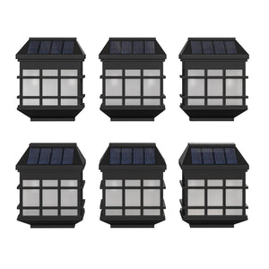 English Elm Holder 6 Pack Wall Mount LED Solar Lights - Elegant Outdoor Lighting for Decks, Fences & Stairs Black DN-SL108-6-BK-GG