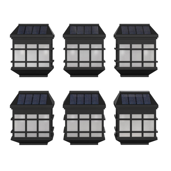English Elm Holder 6 Pack Wall Mount LED Solar Lights - Elegant Outdoor Lighting for Decks, Fences & Stairs Black DN-SL108-6-BK-GG