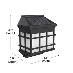 English Elm Holder 6 Pack Wall Mount LED Solar Lights - Elegant Outdoor Lighting for Decks, Fences & Stairs Black DN-SL108-6-BK-GG