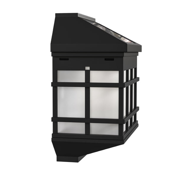 English Elm Holder 6 Pack Wall Mount LED Solar Lights - Elegant Outdoor Lighting for Decks, Fences & Stairs Black DN-SL108-6-BK-GG