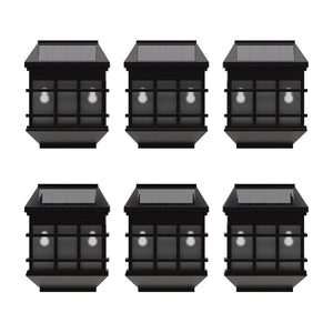 English Elm Holder 6 Pack Wall Mount LED Solar Lights - Elegant Outdoor Lighting for Decks, Fences & Stairs Brown DN-SL108-6-BR-GG