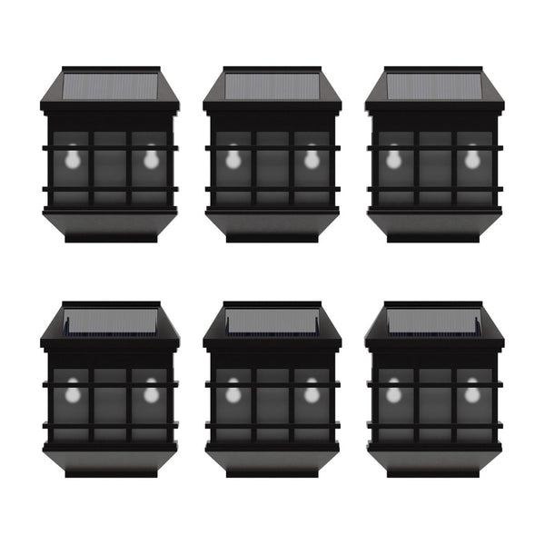 English Elm Holder 6 Pack Wall Mount LED Solar Lights - Elegant Outdoor Lighting for Decks, Fences & Stairs Brown DN-SL108-6-BR-GG