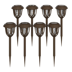 English Elm Hess 8 Pack Tulip Design LED Solar Lights - Elegant, Weather Resistant Outdoor Illumination for Gardens Brown DN-SL114-8-BR-GG