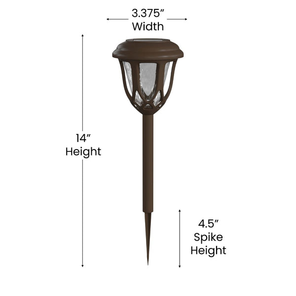 English Elm Hess 8 Pack Tulip Design LED Solar Lights - Elegant, Weather Resistant Outdoor Illumination for Gardens Brown DN-SL114-8-BR-GG