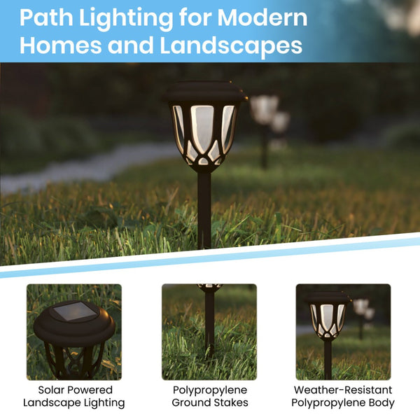 English Elm Hess 8 Pack Tulip Design LED Solar Lights - Elegant, Weather Resistant Outdoor Illumination for Gardens Brown DN-SL114-8-BR-GG