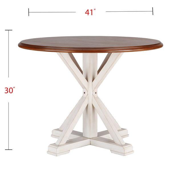 Safavieh Barrisdale Rubberwood Farmhouse Dining Table With Two Tone Antiqued Finish Seats Four DN0897