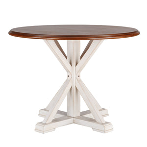 Safavieh Barrisdale Rubberwood Farmhouse Dining Table With Two Tone Antiqued Finish Seats Four DN0897