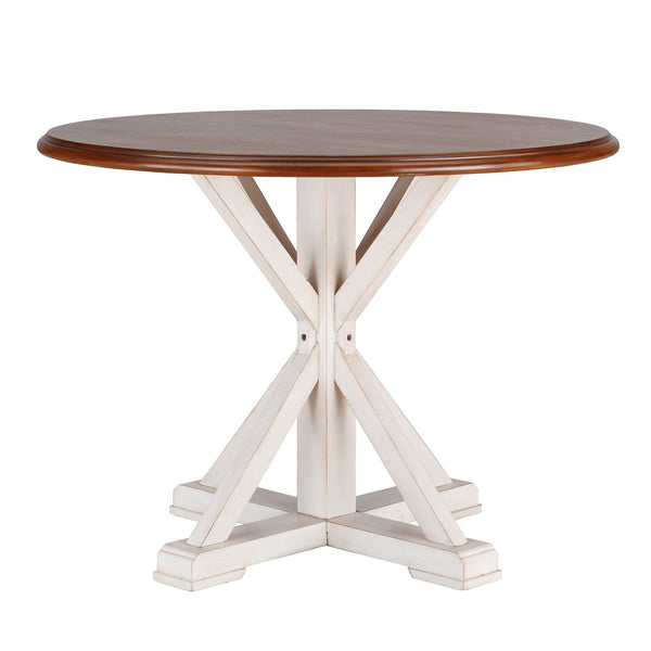 Safavieh Barrisdale Rubberwood Farmhouse Dining Table With Two Tone Antiqued Finish Seats Four DN0897