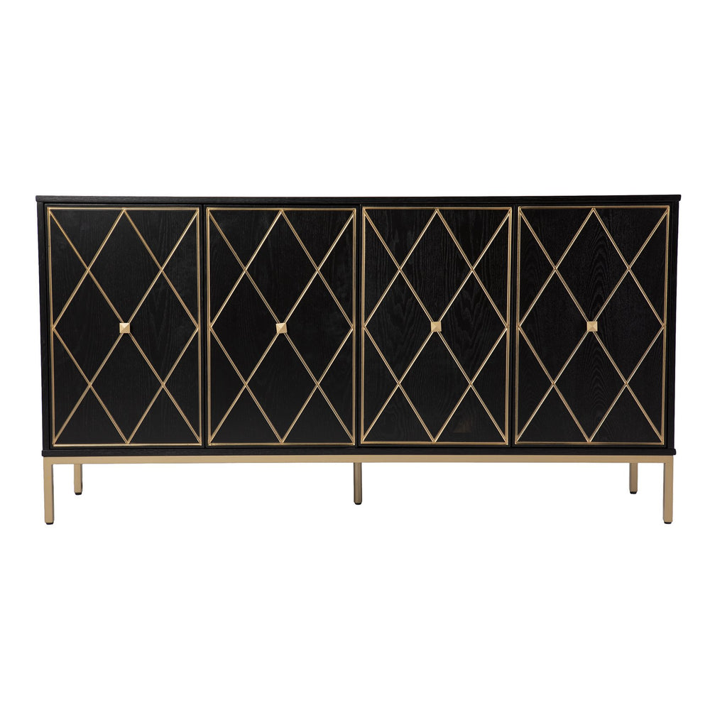 Safavieh Marradi Modern Sideboard With Diamond Door Panels Ash Birch Veneer Dining Storage DN1111930