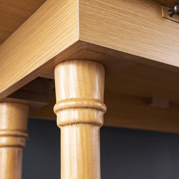 Safavieh Edenderry Convertible Trestle Dining Console In Natural Oak Seats Six With Folding Pine Base DN1222227