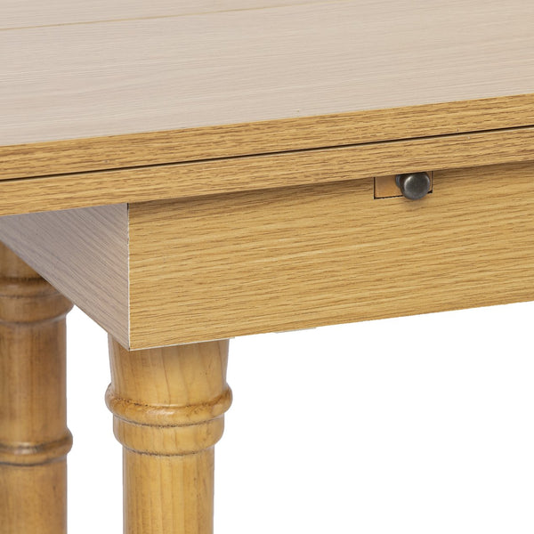 Safavieh Edenderry Convertible Trestle Dining Console In Natural Oak Seats Six With Folding Pine Base DN1222227