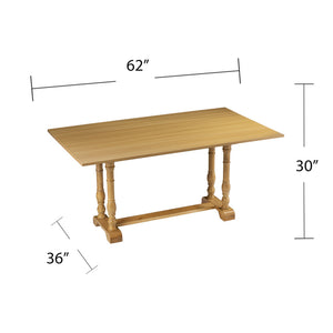 Safavieh Edenderry Convertible Trestle Dining Console In Natural Oak Seats Six With Folding Pine Base DN1222227